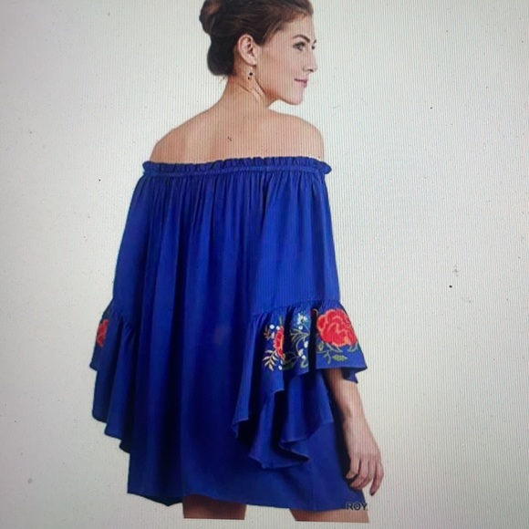 Blue Umgee USA dress embroidered sleeves - Picture 3 of 3